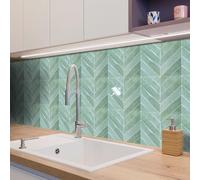 Alwayspon Lot de 10 feuilles de stickers muraux 3D en vinyle épais imperméable et imperméable pour mur de cuisine, salle de bains, 25,4 x 25,4 cm, vert sauge 272