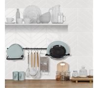 Alwayspon Lot de 10 feuilles de stickers muraux en vinyle 3D à décoller et à recoller avec crédence pour mur de cuisine, salle de bain, 29 x 22,9 cm, blanc à chevrons