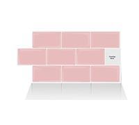 Alwayspon Lot de 10 feuilles de stickers muraux en vinyle 3D à décoller et recoller avec crédence pour mur de cuisine, salle de bain, 30,5 x 15,2 cm, rose