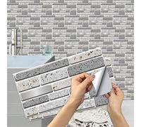 Alwayspon Lot de 12 autocollants muraux en vinyle pour salon, cuisine, salle de bains - 15 x 30 cm - Gris rock