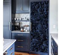 Alwayspon Lot de 2 films autocollants en vinyle pour porte de réfrigérateur - Amovibles - Motif abstrait vintage blanc doré - 28,6 x 163 cm