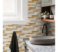 Alwayspon Lot de 24 autocollants en vinyle pour carrelage mural et dosseret pour cuisine et salle de bain Gris orange 30 x 15 cm