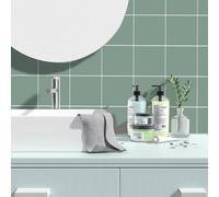 Alwayspon Lot de 25 autocollants muraux en vinyle texturé pour salle de bain, cuisine, dosseret pour cuisinière, vert sauge - 15 cm