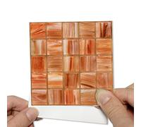 Alwayspon Lot de 25 autocollants pour carrelage à effet mosaïque Orange 10 cm