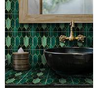 Alwayspon Lot de 30 autocollants à décoller et recoller effet carrelage mural, autocollants auto-adhésifs imperméables en PVC pour crédence, carreaux décoratifs pour salon, cuisine, salle de bain, 15