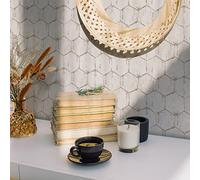 Alwayspon Lot de 4 autocollants de carrelage en vinyle imperméable et antidérapant pour sols et murs Motif bois hexagonal scandinave 30 x 15 cm