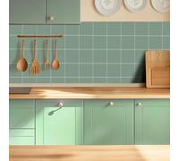 Alwayspon Lot de 50 autocollants muraux en vinyle texturé pour salle de bain et cuisine, dosseret Vert sauge 15 cm