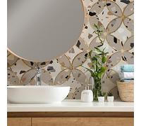 Alwayspon Terrazzo Lot de 12 autocollants muraux en vinyle pour carrelage de cuisine et salle de bain 20 cm