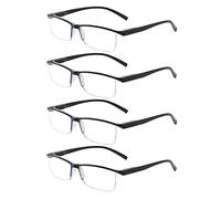 ALWAYSUV Lot de 4 lunettes de lecture pour homme avec blocage de la lumière bleue Réduit les douleurs oculaires Maux de tête Meilleur sommeil pour homme/femme Lunettes