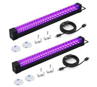 Alweysup Lumière Noire UV 10 W lot de 2, Bande LED de Lumière Noire de 31 cm, Lampe de Lumière Noire, pour Discothèque, Fête Lumineuse, Décoration d'Halloween, éclairage de scène, accessoires de fête