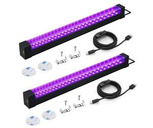 Alweysup Lumière Noire UV 10 W lot de 2, Bande LED de Lumière Noire de 31 cm, Lampe de Lumière Noire, pour Discothèque, Fête Lumineuse, Décoration d'Halloween, éclairage de scène, accessoires de fête