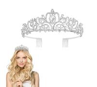 Alwodici Crown Femme Headwear Elegant Princess Birthday Headwear Bridal Headwear Couronne éTincelante Avec Strass Et Peigne Pour Mariage, Anniversaire, CéLéBration, Fête (B)