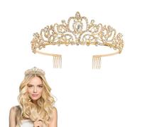 Alwodici Crown Femme Headwear Elegant Princess Birthday Headwear Bridal Headwear Couronne éTincelante Avec Strass Et Peigne Pour Mariage, Anniversaire, CéLéBration, Fête (A)