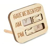 Alwodici Rappel d'alimentation pour chien 11,5 x 9,5 cm en bois avec aimant « Have We Been Fed? » Rappel curseur AM/PM Tracker quotidien pour l'alimentation des animaux de compagnie Calendrier pour