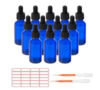 ALWSCI 12 pièces 60ml Flaconpipette Flacon Compte Gouttes Bleu Flacon de Pipette en Verre pour les Huiles Essentielles/Aromathérapie Laboratoire, Massage, Cosmétique