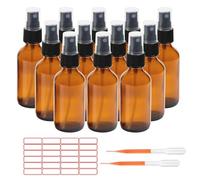 ALWSCI Pulvérisateur en Verre Ambré, 12 Pcs 60ml Flacon Spray Verre pour Huiles Essentielles, Parfums, Nettoyants, Désodorisant, Soins Animaux, Plantes