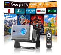 Alwtniet Videoprojecteur 4K Con Google TV, Nativo Full HD 1080P Projecteur Video Portable, App intégrée Mini Projector Portatif WiFi Bluetooth Autofocus/Obstacle Avoidance/6D Keystone Courte Focale