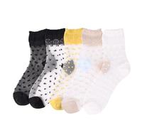 Alxad 5 Paires Chaussettes en Nylon pour Femmes, Chaussettes Transparentes, Chaussettes fines à la Cheville Chaussettes à Volants Pop Chaussettes Tube pour Femmes et Filles