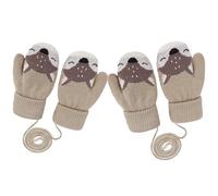 Alxad Moufle Hiver Fille Garçon Moufle Epais Enfant Gant Tricoté avec Ficelle Gants Chaud Mignon Cartoon Polaire Moufles pour Ski Snowboard 1-4 Ans 2 Paires