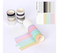 ALXBSONE 20 Rouleaux Washi Tape Set, Vintage Ruban Adhésif Décoratif Masking Tapes pour Arts, Bullet Journal, Scrapbooking, Bricolage, Emballage, Bandes Adhésives(Set02)