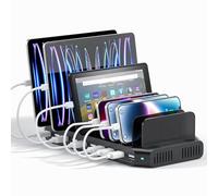 Alxum 60W Station de Charge USB Multi-périphérique à 10 Ports, Quai de Stations de Recharge pour téléphone Mobile, Tablette, Noir