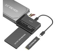 Alxum Boitier SSD IDE M2 NVME et HDD & SSD Adaptateur, 10Gbps USB Type C vers M.2 & SATA3 & IDE Adaptateur pour PCLE/NVME et HDD