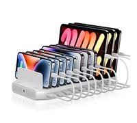 Alxum Station de Charge Appareils Multiple-Stations de Charge USB 60w 10 Port avec Adjustable Dividers,USB Station Chargeur with 5V/2.4A Output Compatible with iPad,Tablet,Kindle,iPhone