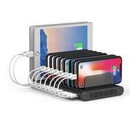 Alxum Station de Chargement pour Multi-Appareils, 60W 10-Port USB Multiple Station de Charge avec SmartIC Tech et diviseurs réglables,USB Organisateur de Charge Compatible with iPad, Tablet, iPhone