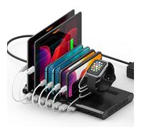 Alxum Station de Chargement USB C Multi Mobile avec 2 18W PD Port & 2 QC 3.0 Charge Rapide, Organisateur de Quai de Chargement de téléphone Portable 10 Ports (96W-10Ports)