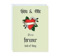 ALY LOU Carte amusante de Saint-Valentin, d'anniversaire de mariage pour elle, lui, mari, petit ami, petite amie, épouse, carte de vœux sarcastique (You and me, it's a forever kind of thing (Tattoo))
