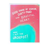 ALY LOU Carte d'anniversaire amusante pour elle, lui, mari, petit ami, petite amie, épouse, carte de vœux sarcastique (Good sense of humour, dirty mind and beautiful heart. Wow I hit the jackpot!)