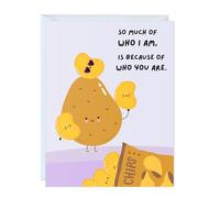 ALY LOU Carte de fête des mères pour maman, mère, elle, épouse, grand-mère, belle-mère, carte de fête des pères, carte de vœux d'anniversaire Kawaii (pomme de terre et chips)