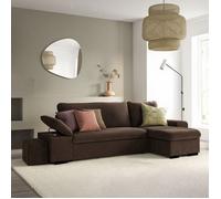 ALYA Canapé d'angle reversible convertible Marron CHOCOLAT (tissu lisse) - Taille M - 4/5 places - 255 x 148 x 88 cm
