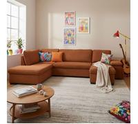 ALYA Canapé d'angle reversible convertible Orange TERRACOTTA (velours côtelé ) - Taille XL - 6/7 places - 315 x 210 x 89 cm