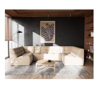 Alya - canapé modulable panoramique 7 places en simili - Beige