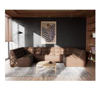 Alya - canapé modulable panoramique 7 places en simili - Marron