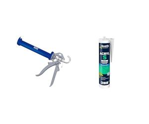 Alyco 198805 Pistolet renforcé de 225 mm pour tubes de silicone et mastic & BOSTIK - 310.11418 - Mastic Acryl S Maconnerie/Peinture - 310 ml - Blanc
