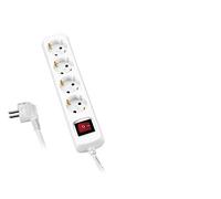 Alyco 199444 199444-Base Multiple 3 enchufes Con interruptor 4m Cable, Blanc