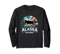 Alyeska Alaska Aurora Borealis Souvenir d'orignal Manche Longue