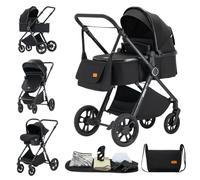 ALYIKOU Trio 3 in 1 Baby Stroller, Reclining Carrycot & i-Size Infant Car Seat, One-Hand Compact Fold, Full Set Accessories，Noir