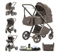 ALYIKOU Trio 3 in 1 Baby Stroller, Reclining Carrycot & i-Size Infant Car Seat, One-Hand Compact Fold, Full Set Accessories，Chocolat