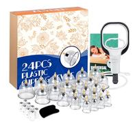 Alyoen Lot de 24 ventouses en verre avec pompe à vide, pour le visage et le corps, ventouses médicales avec aimants thérapeutiques, contre les tensions et la cellulite