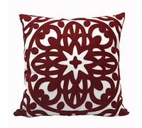 Alysheer Housse de coussin décorative brodée - 45,7 x 45,7 cm - Motif mandala classique bohème - 100 % coton - Pour canapé, salon (rouge bordeaux)