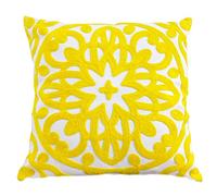 Alysheer Housse de coussin décorative brodée - 45,7 x 45,7 cm - Motif mandala confortable et chaud - Toile 100 % coton douce - Pour canapé, sofa, salon (jaune frais)