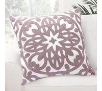 Alysheer Housse de coussin décorative brodée - 45,7 x 45,7 cm - Motif mandala - Confortables et tendance - 100 % coton - Mauve pâle gris pâle - Cadeau pour canapé, chambre à coucher (taro poussiéreux)