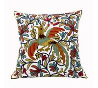 Alysheer Housse de coussin décorative brodée avec motif tricoté vintage et rustique en coton pour canapé, lit, salon, extérieur (orange doré) - 45,7 x 45,7 cm