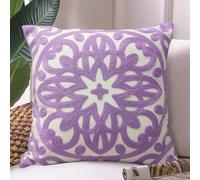 Alysheer Housse de coussin décorative brodée - Motif mandala bohème moderne - 45,7 x 45,7 cm - Toile de coton douce et durable - Pour canapé, lit, salon (lavande lilas)