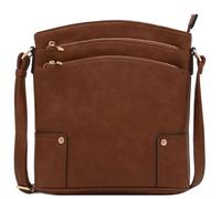 ALYSSA Grand sac à bandoulière à triple poche zippée, marron, Taille unique