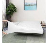 Alyvia Spring Housse en Maille de Jersey Extensible pour sommier tapissier, enveloppe Les 4 côtés, Cache-sommier pour hôtel et Maison, pour lit Queen Size/Queen Size XL, Blanc