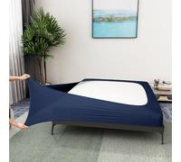 Alyvia Spring Housse en Maille de Jersey Extensible pour sommier tapissier, enveloppe Les 4 côtés, Cache-sommier pour hôtel et Maison, pour lit King/King Size californien/Olympic Queen, Bleu Marine